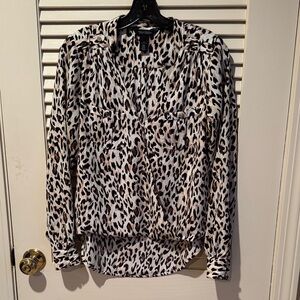 White House Black Market Animal Print Blouse size 6